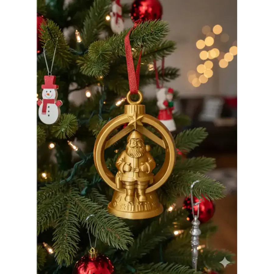 Adorno Para El Árbol De Navidad- Papá Noel Dorado