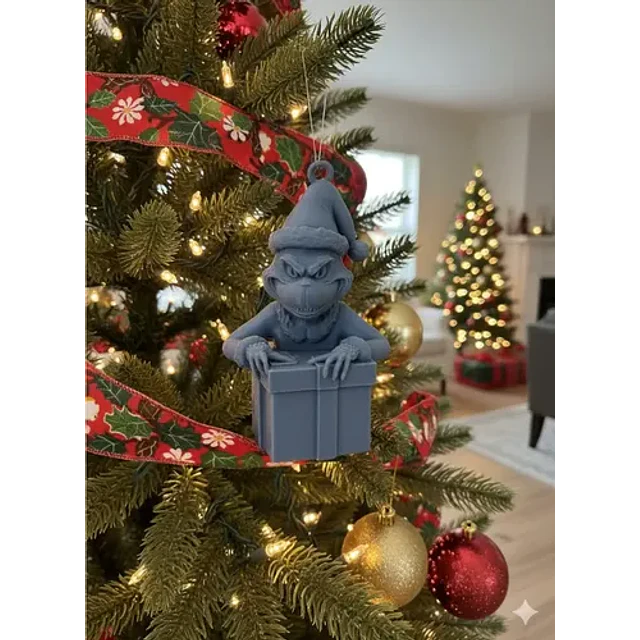 Adornos Para Árbol De Navidad- Grinch Con Regalo