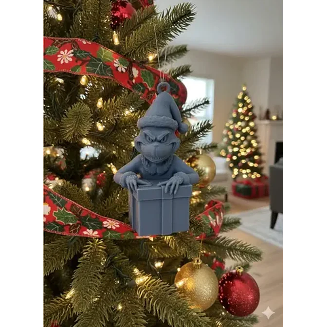 Adornos Para Árbol De Navidad- Grinch Con Regalo 2