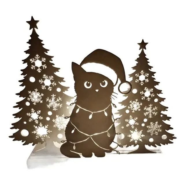 Decoración - Silueta De Gato Navideño