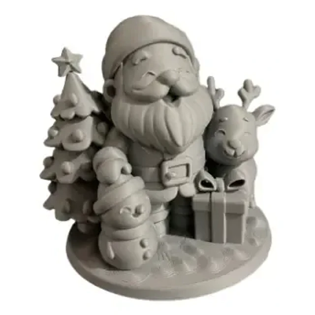 Figura Navideña - Diorama Papá Noel, Reno Y Muñero De Nieve