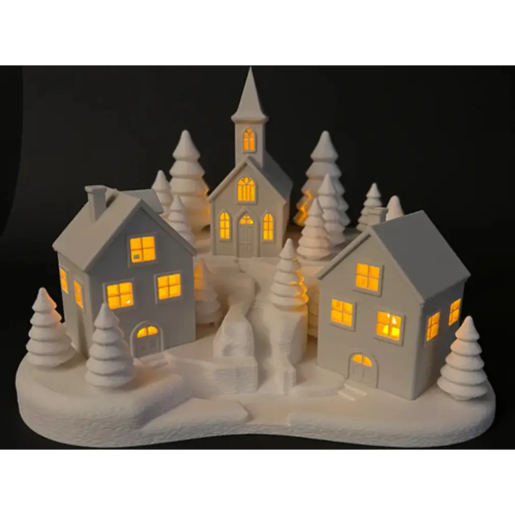 Adorno Navideño- Casas De Velas Nevadas 1