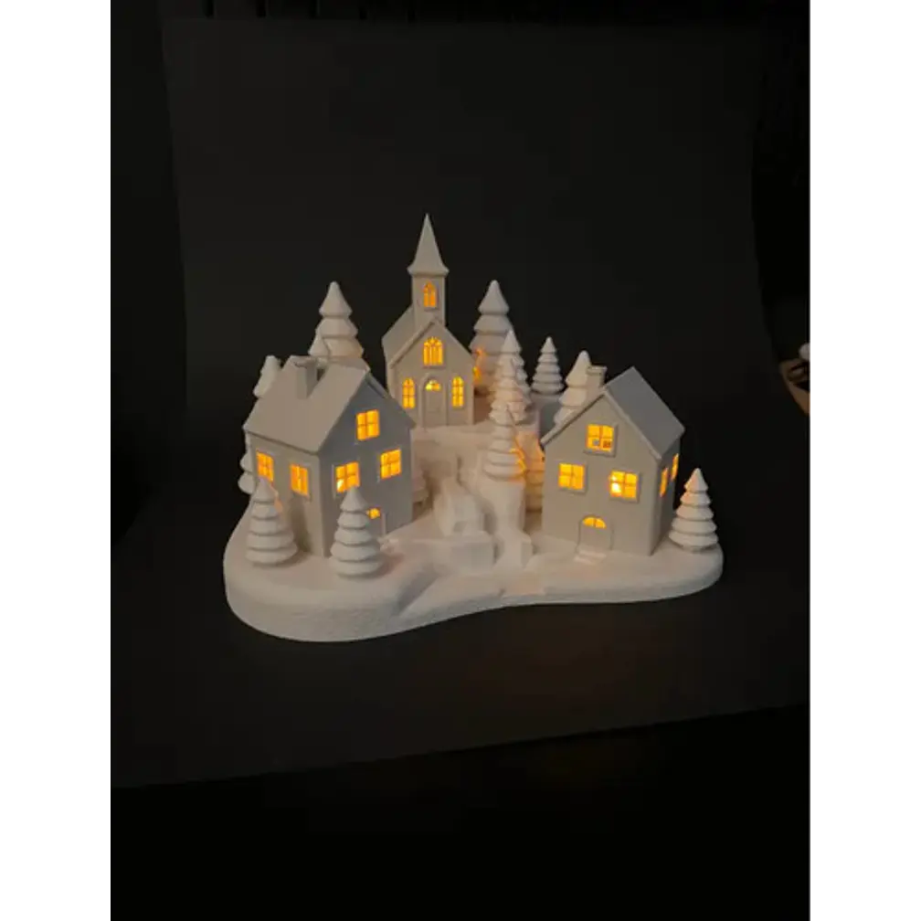 Adorno Navideño- Casas De Velas Nevadas 4
