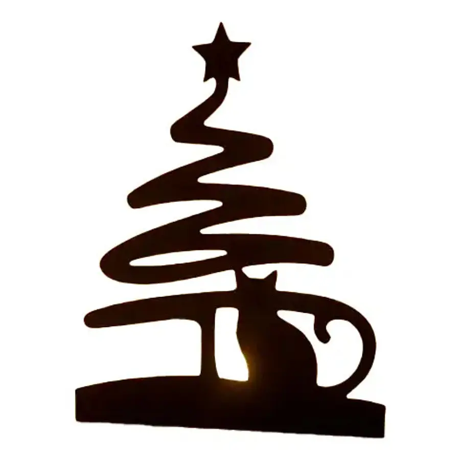 Adorno - Árbol Y Gato De Navidad Minimalista