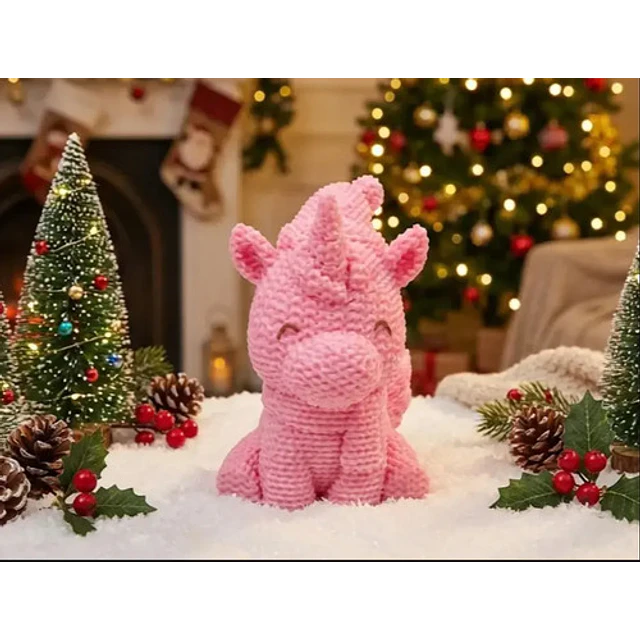 Adorno - Unicornio De Navidad Estilo Tejido