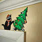 Adorno Esquinero De Puerta - Gato Negro Vs Árbol De Navidad - Miniatura 3