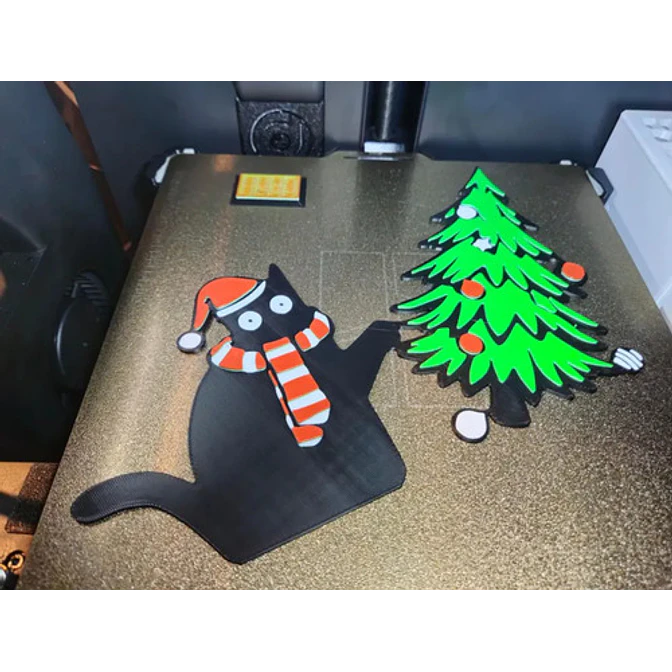 Adorno Esquinero De Puerta - Gato Negro Vs Árbol De Navidad 4