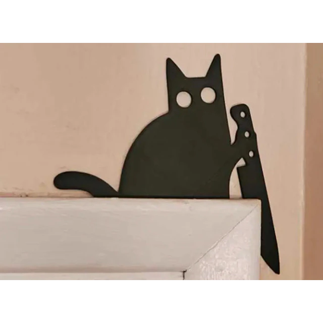 Esquinero De Puerta - Gato Con Cuchillo