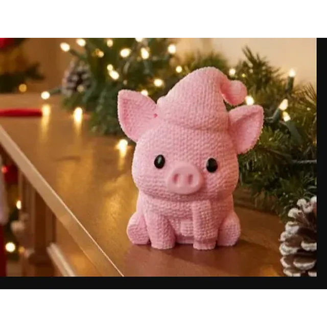 Adorno - Cerdito De Navidad Estilo Tejido
