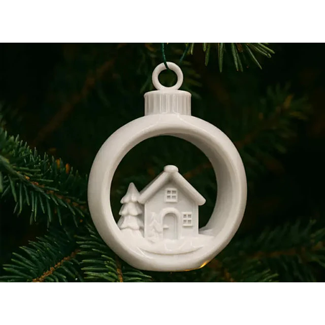 Bola De Navidad Con Casa De Navidad