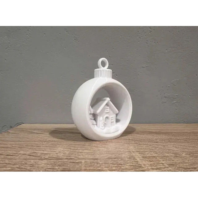 Bola De Navidad Con Casa De Navidad