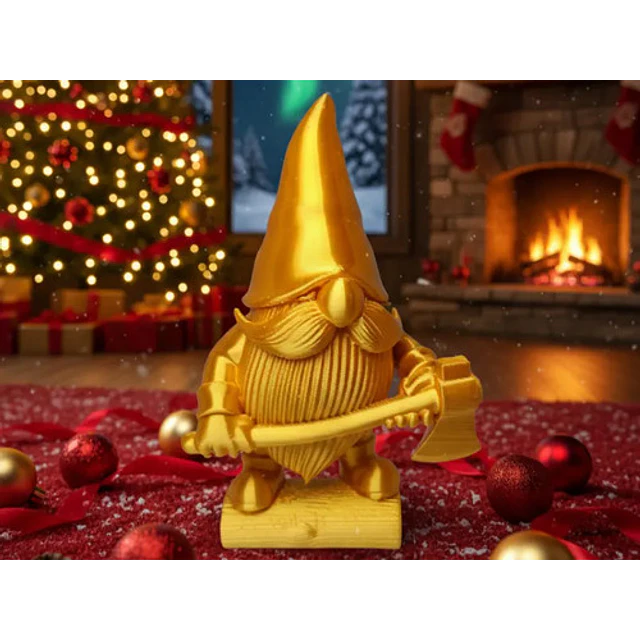 Figura Decorativa De Gnomo Leñador De Invierno