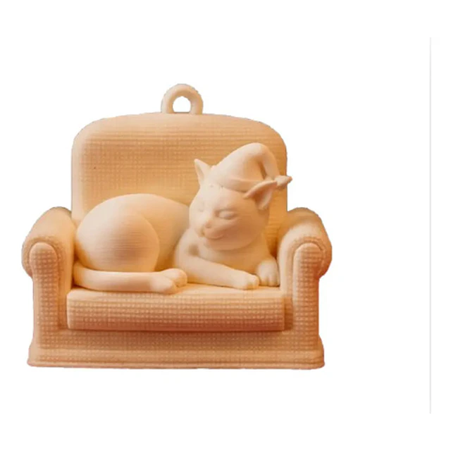 Adorno Para El Árbol- Gato Navideño Acogedor