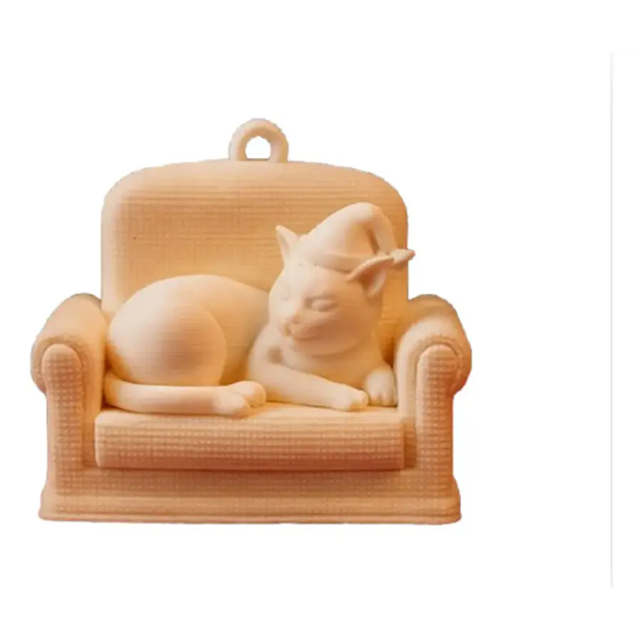 Adorno Para El Árbol- Gato Navideño Acogedor