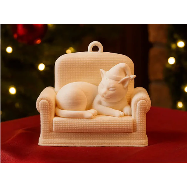 Adorno Para El Árbol- Gato Navideño Acogedor