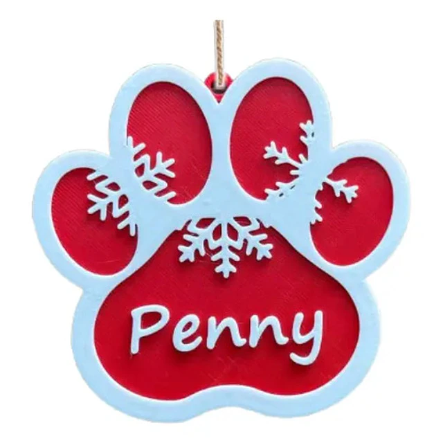 Adorno Navideño - Pata Con Nombre De Gato Personalizado