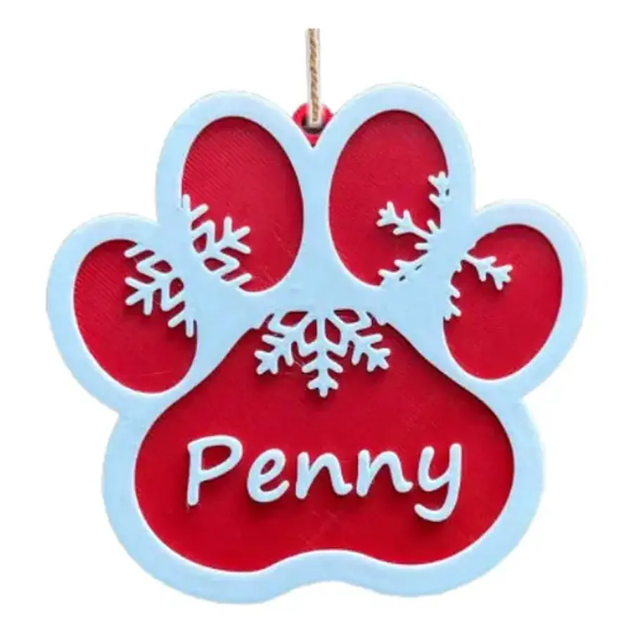 Adorno Navideño - Pata Con Nombre De Gato Personalizado