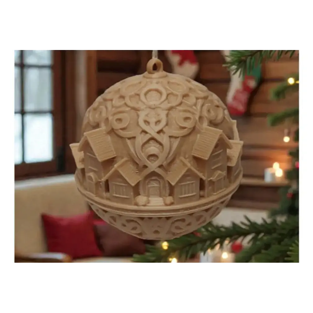 Adorno Para El Árbol De Navidad- Pueblo Nórdico Nevado 3