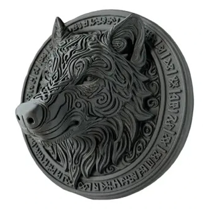 Adorno - Relieve Mural Cabeza De Lobo Fenrir 3
