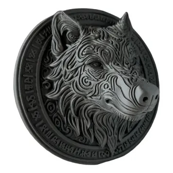 Adorno - Relieve Mural Cabeza De Lobo Fenrir 4