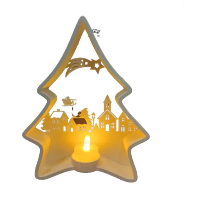 Portavelas Led- Árbol Navideño Blanco 1