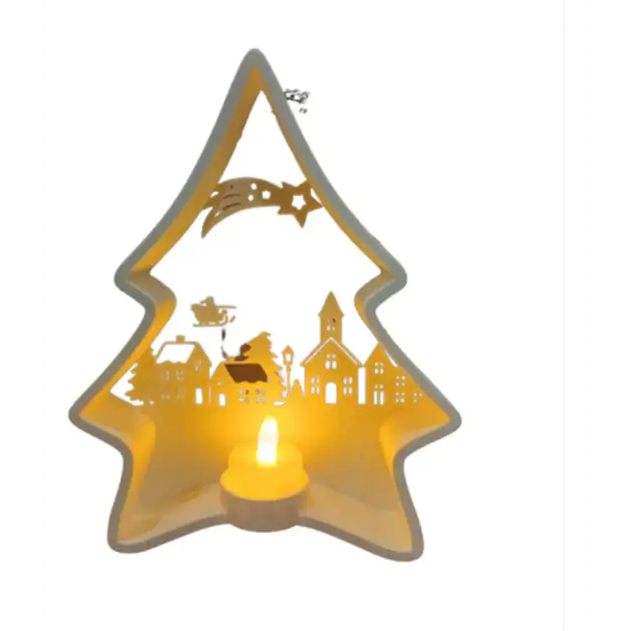 Portavelas Led- Árbol Navideño Blanco