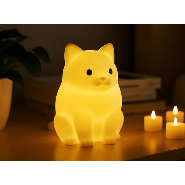 Portavelas Led Con Forma De Gato