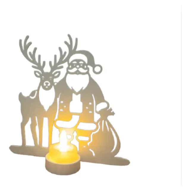 Portavelas Led- Papá Noel Y Reno