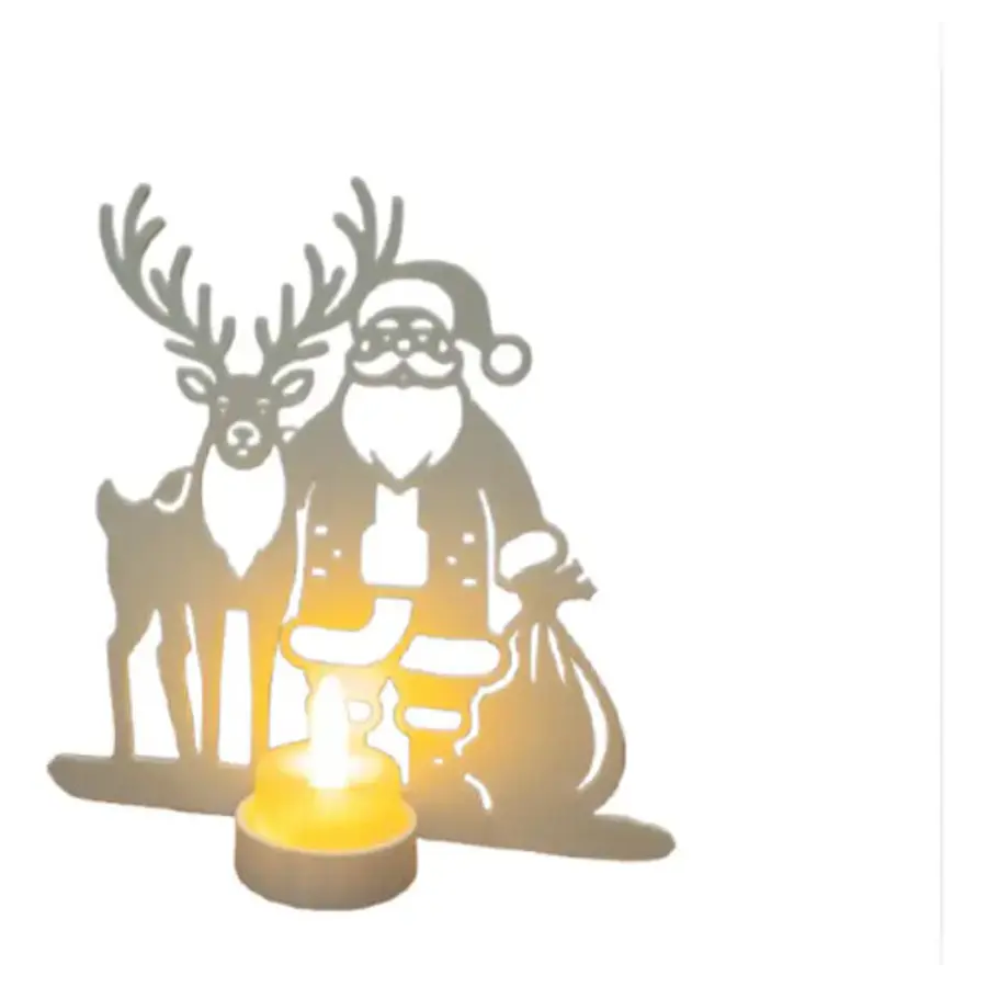 Portavelas Led- Papá Noel Y Reno