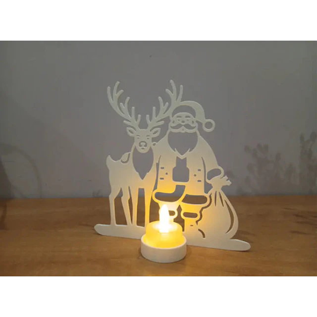Portavelas Led- Papá Noel Y Reno