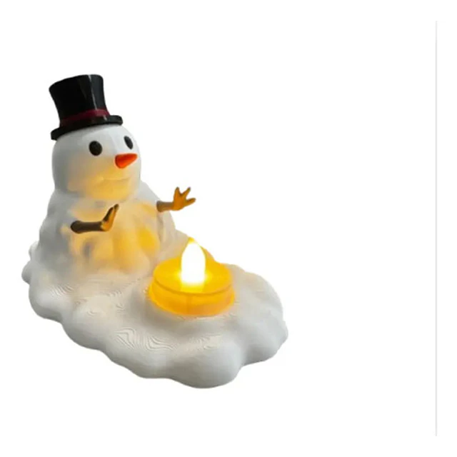 Portavelas Led De Muñeco De Nieve