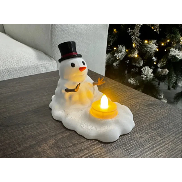 Portavelas Led De Muñeco De Nieve
