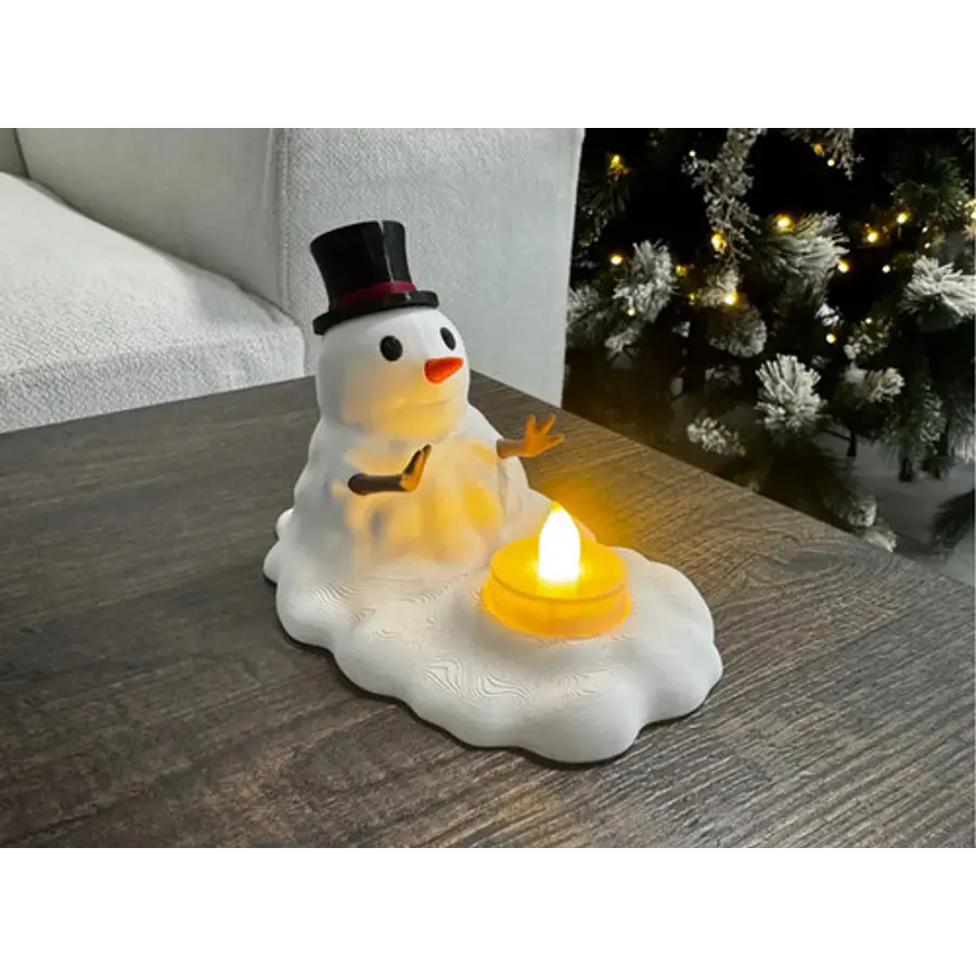 Portavelas Led De Muñeco De Nieve