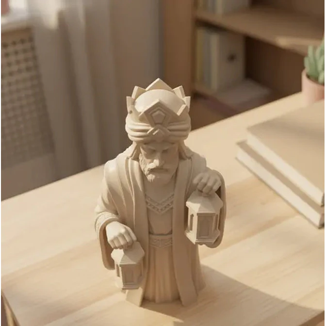 Estatua Navideña Del Rey Mago Con Linterna 3