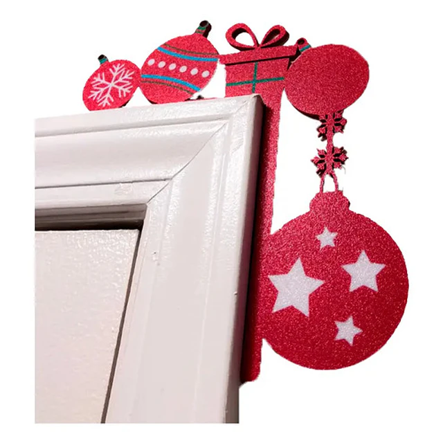 Adorno Navidad - Esquinero Para Puerta Navidad Rojo