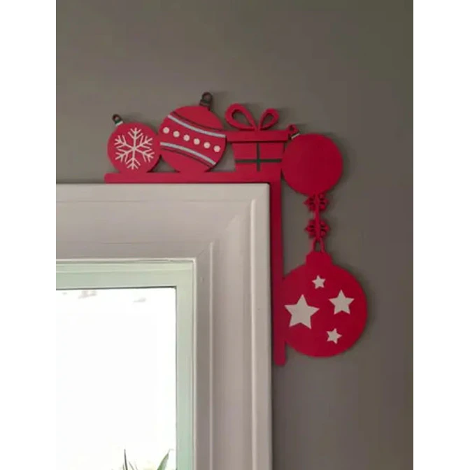 Adorno Navidad - Esquinero Para Puerta Navidad Rojo 2