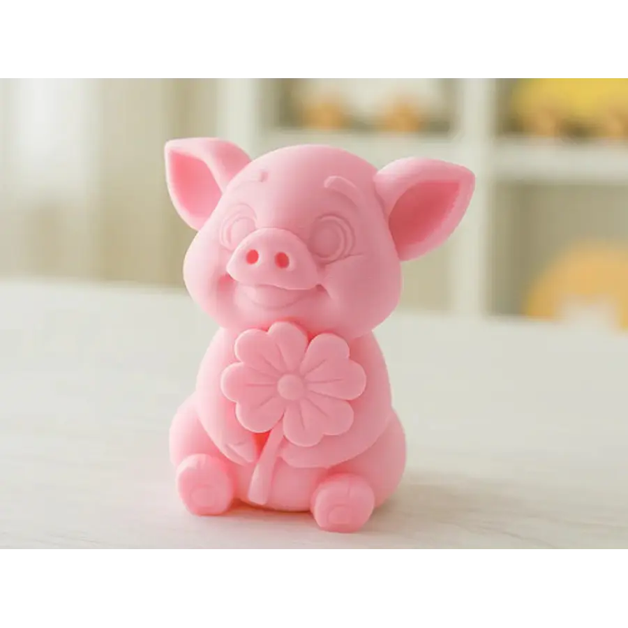 Adorno - Cerdito De La Suerte Rosa Con Trébol