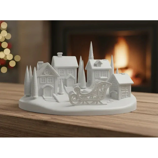 Decoración De Escena De Pueblo Navideño