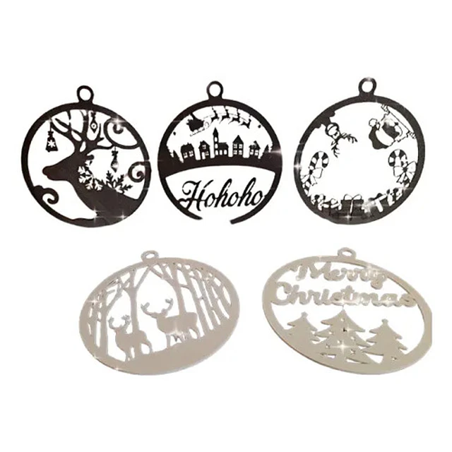 Adorno Navideño - Bolas Estilo Navidad Hohoho Pack De 5