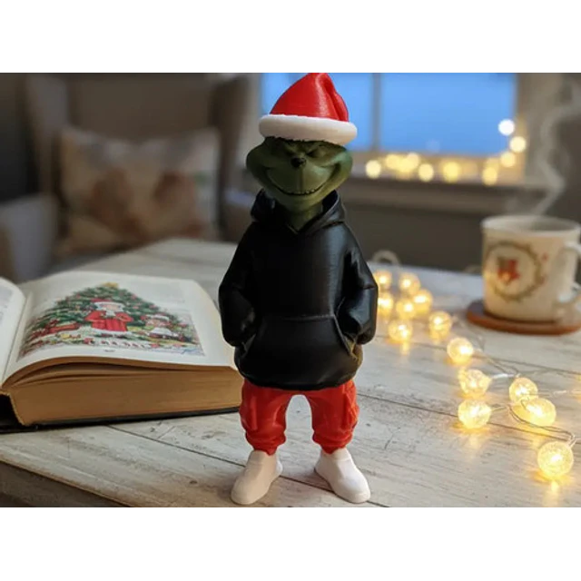 Figura Navideña De Grinch Con Look Urbano
