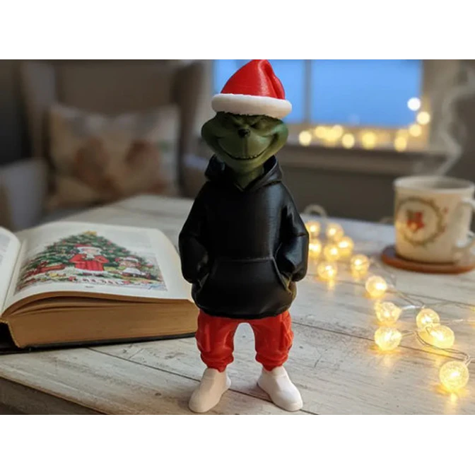 Figura Navideña De Grinch Con Look Urbano 1