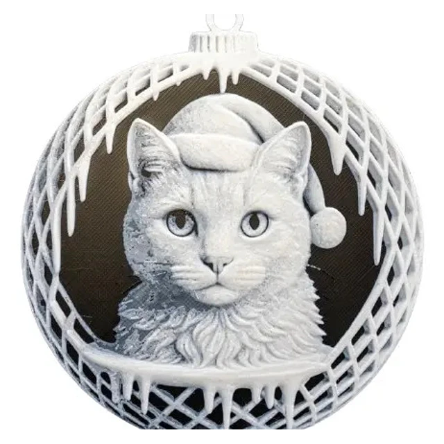 Adorno Navideño - Bola De Navidad Cara De Gato Pack 6