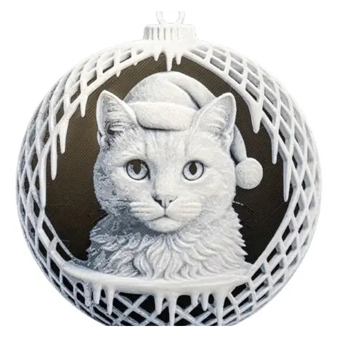 Adorno Navideño - Bola De Navidad Cara De Gato Pack 6 1