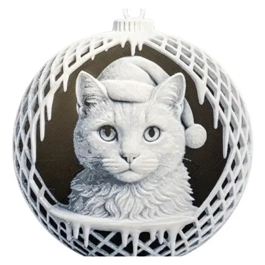 Adorno Navideño - Bola De Navidad Cara De Gato Pack 6