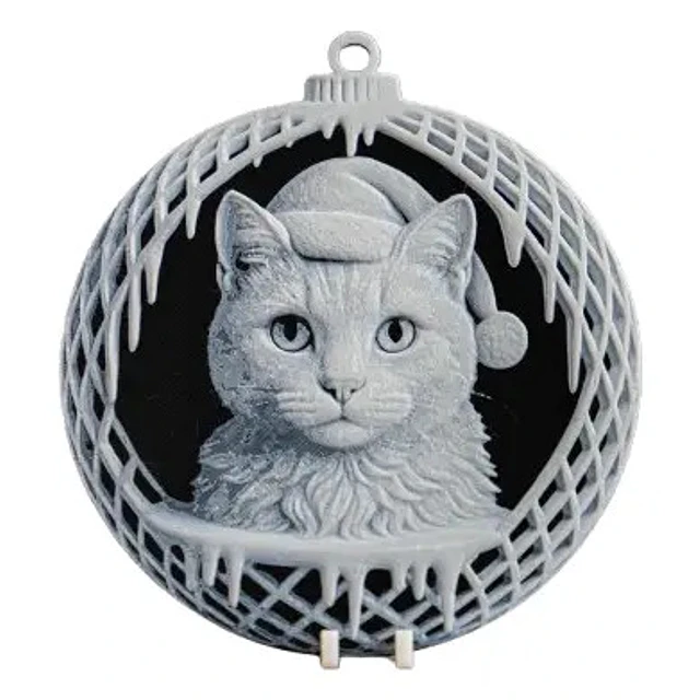 Adorno Navideño - Bola De Navidad Cara De Gato Pack 6