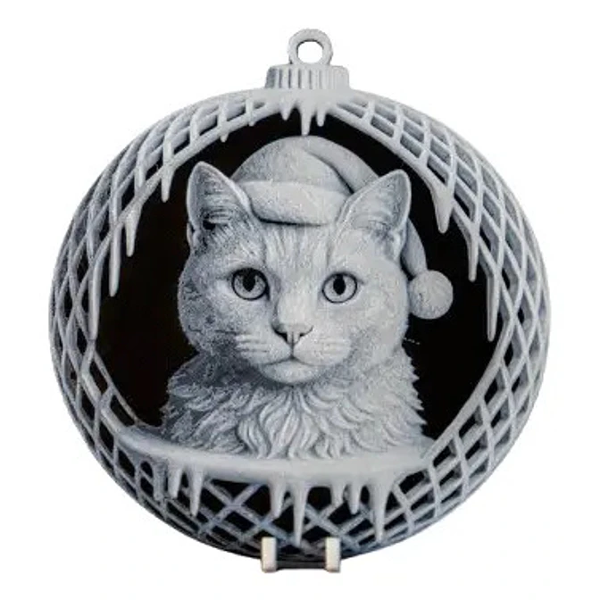 Adorno Navideño - Bola De Navidad Cara De Gato Pack 6 3