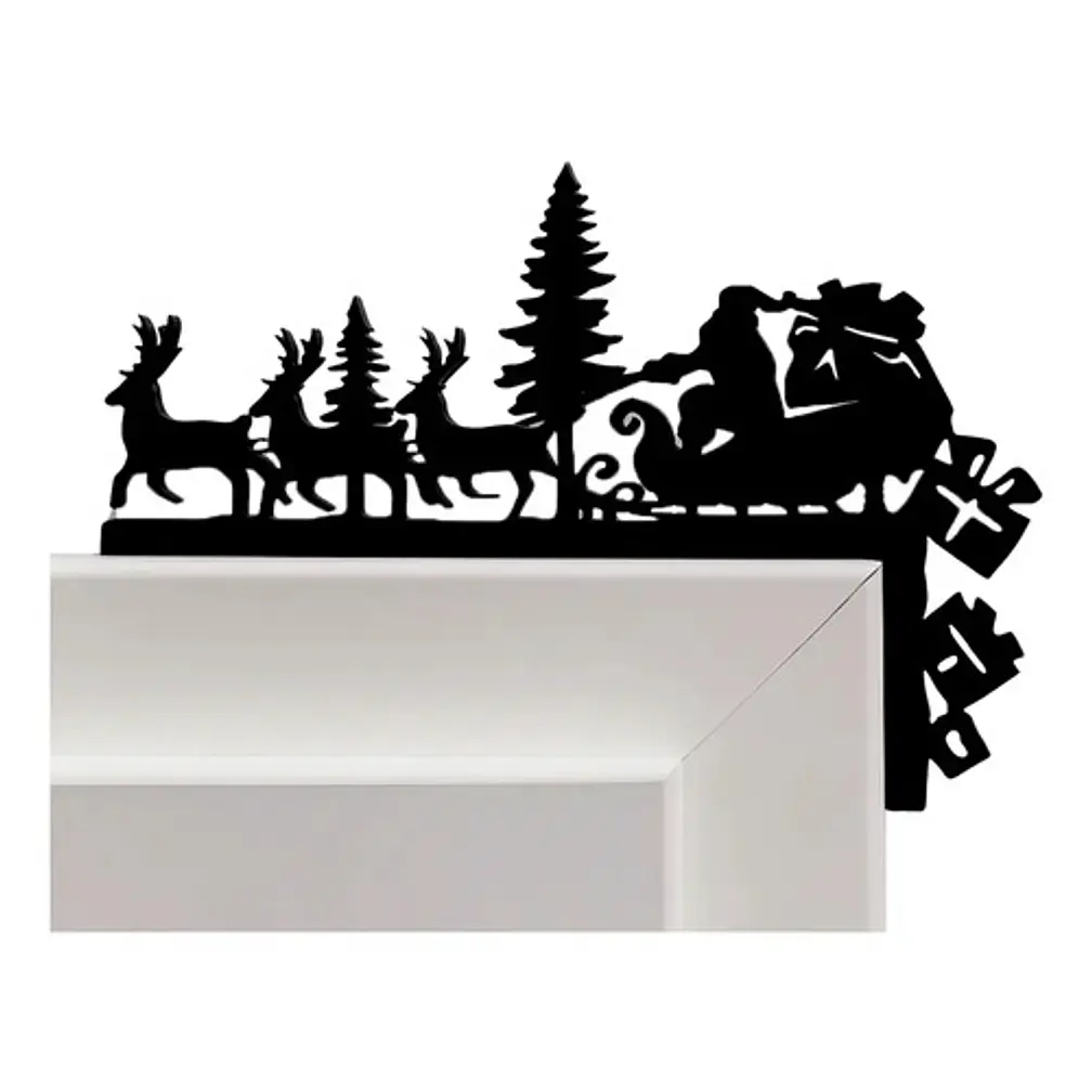 Adorno Navidad - Esquinero De Puerta Santa Y Renos 1