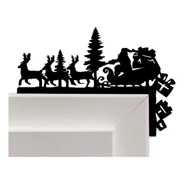 Adorno Navidad - Esquinero De Puerta Santa Y Renos