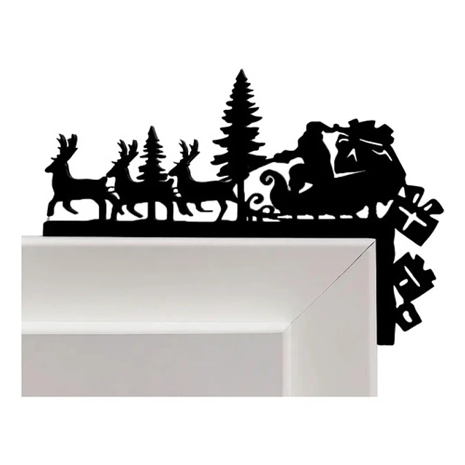 Adorno Navidad - Esquinero De Puerta Santa Y Renos 1