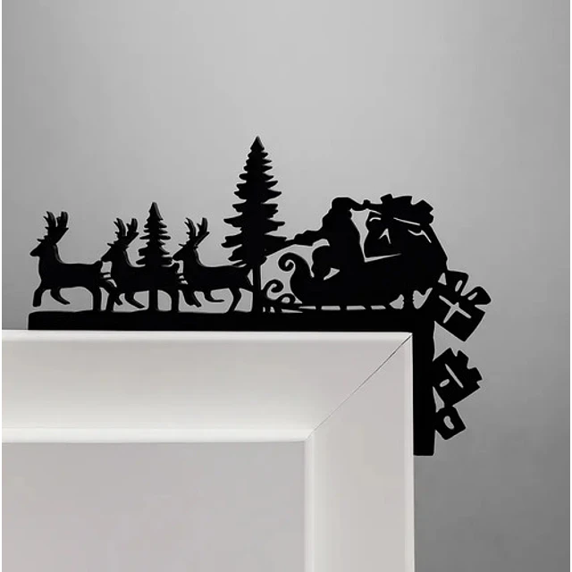 Adorno Navidad - Esquinero De Puerta Santa Y Renos